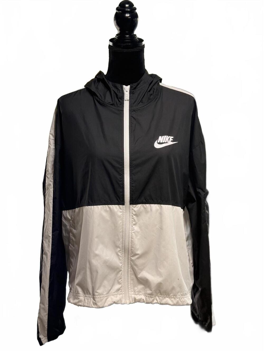 Nike Windrunner Jacket Men L Black Gray Colorblock Hooded Vintage Windbreaker